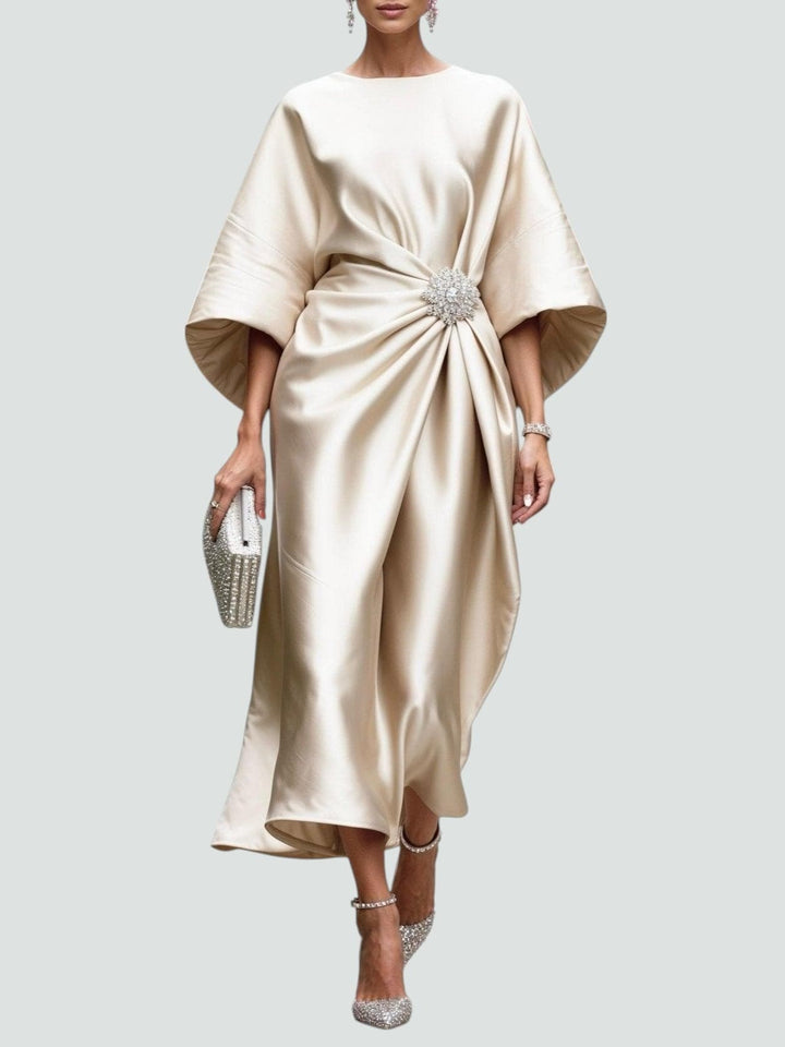 Éléonore | Robe de Soirée Mariage Femme Drapée Manches Larges