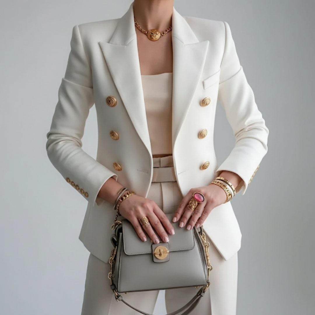 Élise | Blazer Croisé Femme Boutons Col Cranté