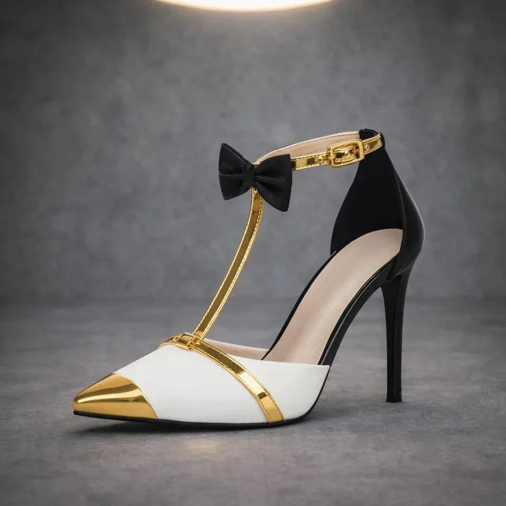 Élise | Escarpins Stiletto à Bride Cheville Femme Nœud Bout Pointu