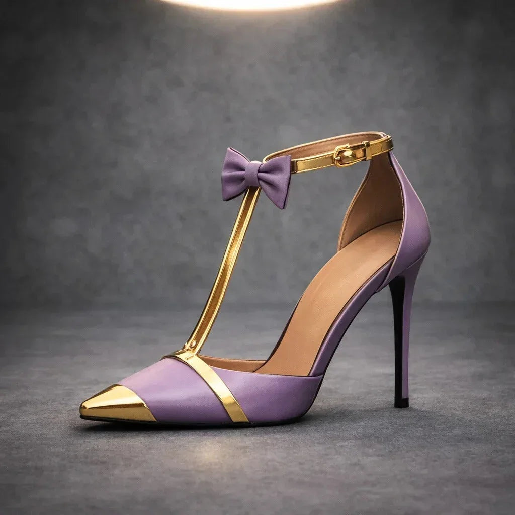 Élise | Escarpins Stiletto à Bride Cheville Femme Nœud Bout Pointu