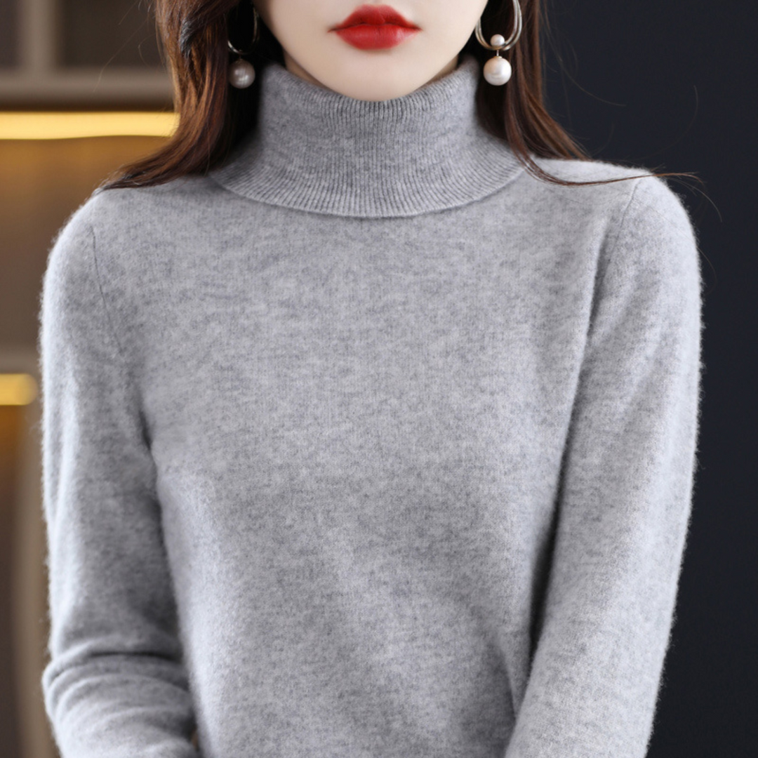 Élise | Pull Col Roulé en Cachemire Femme Manches Longues