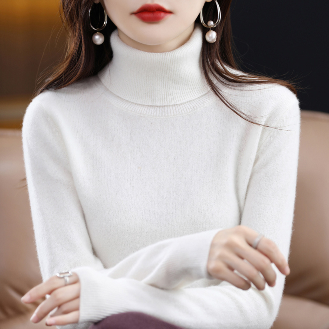 Élise | Pull Col Roulé en Cachemire Femme Manches Longues