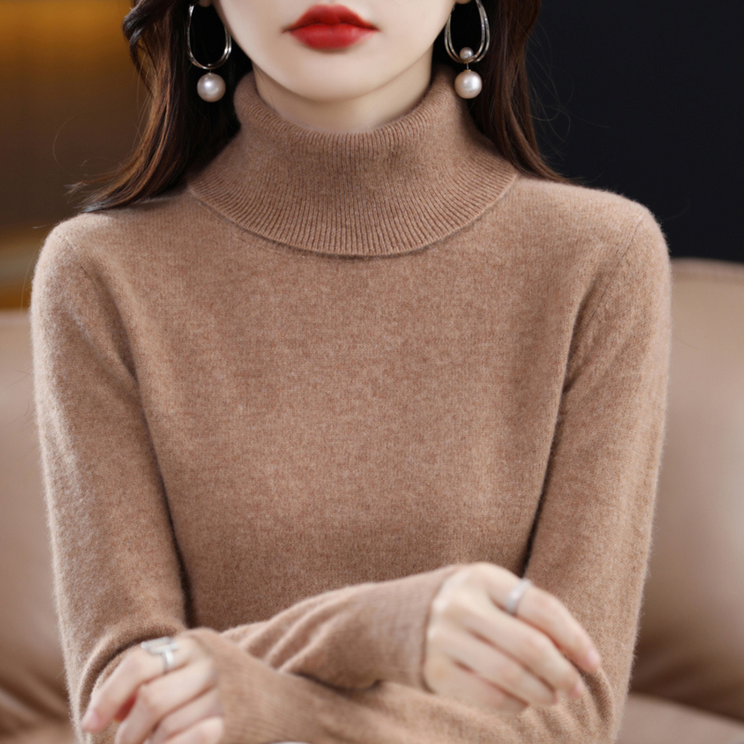 Élise | Pull Col Roulé en Cachemire Femme Manches Longues