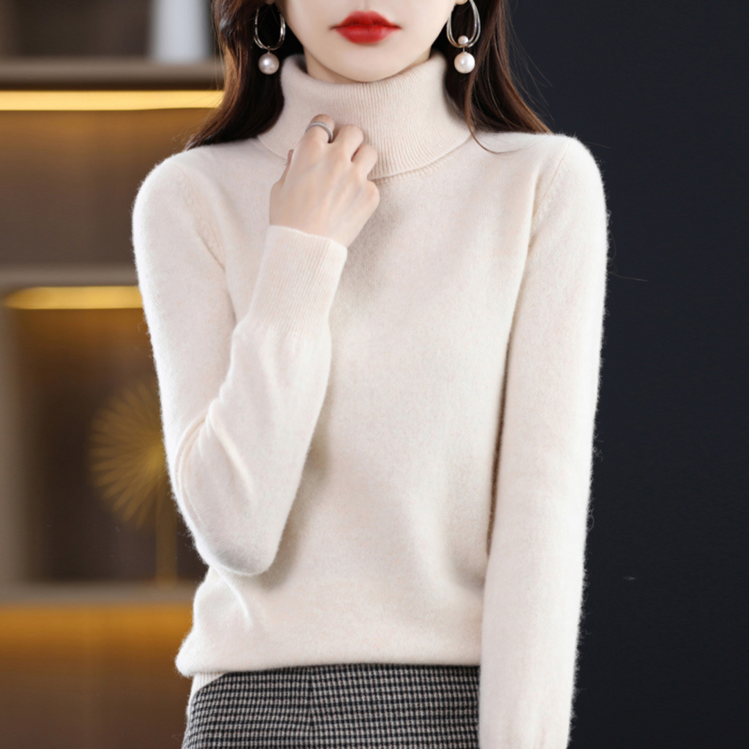 Élise | Pull Col Roulé en Cachemire Femme Manches Longues