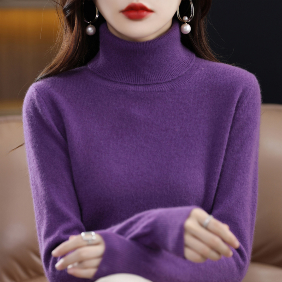 Élise | Pull Col Roulé en Cachemire Femme Manches Longues