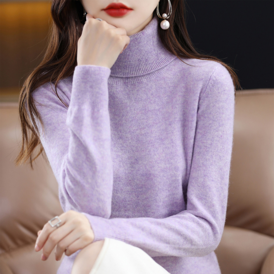 Élise | Pull Col Roulé en Cachemire Femme Manches Longues