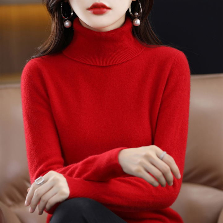 Élise | Pull Col Roulé en Cachemire Femme Manches Longues