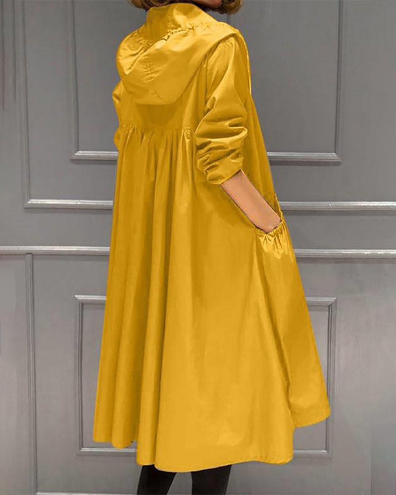 Élise | Trench Long Femme Imperméable à Capuche