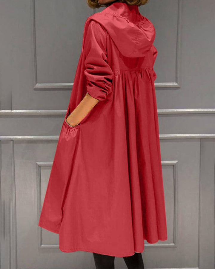 Élise | Trench Long Femme Imperméable à Capuche