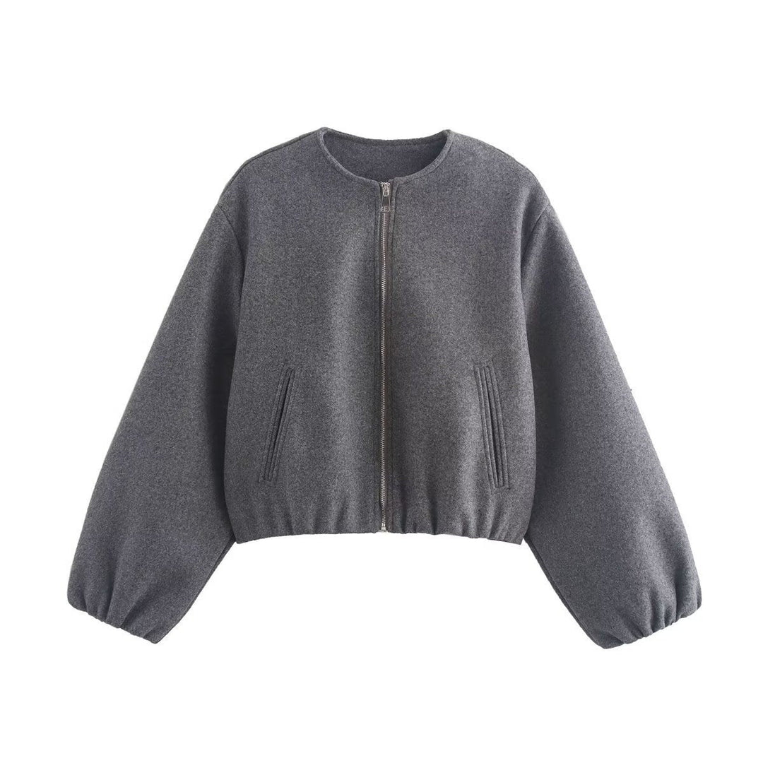 Élodie | Bomber Femme Zippé Manches Bouffantes Ourlet Élastique