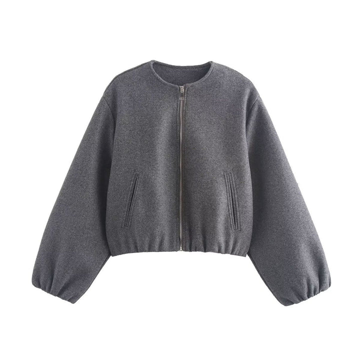 Élodie | Bomber Femme Zippé Manches Bouffantes Ourlet Élastique