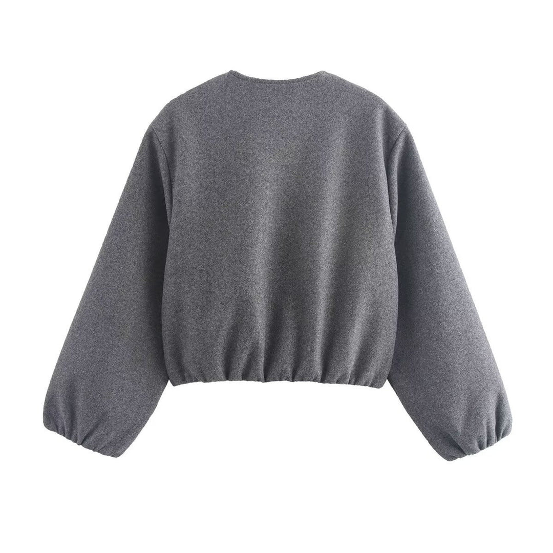 Élodie | Bomber Femme Zippé Manches Bouffantes Ourlet Élastique