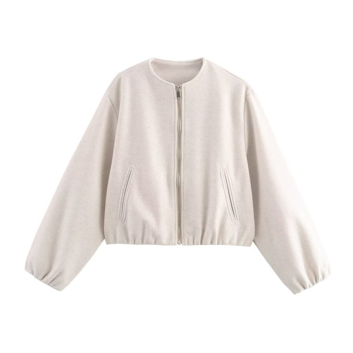 Élodie | Bomber Femme Zippé Manches Bouffantes Ourlet Élastique