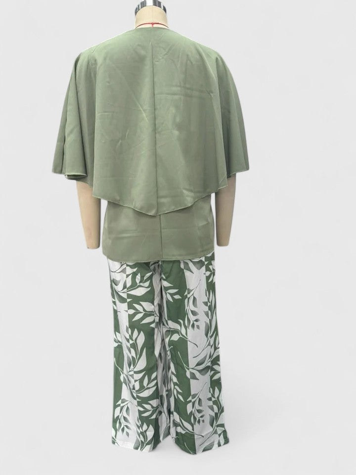 Élodie | Ensemble Pantalon Imprimé Femme Top Manches 3/4