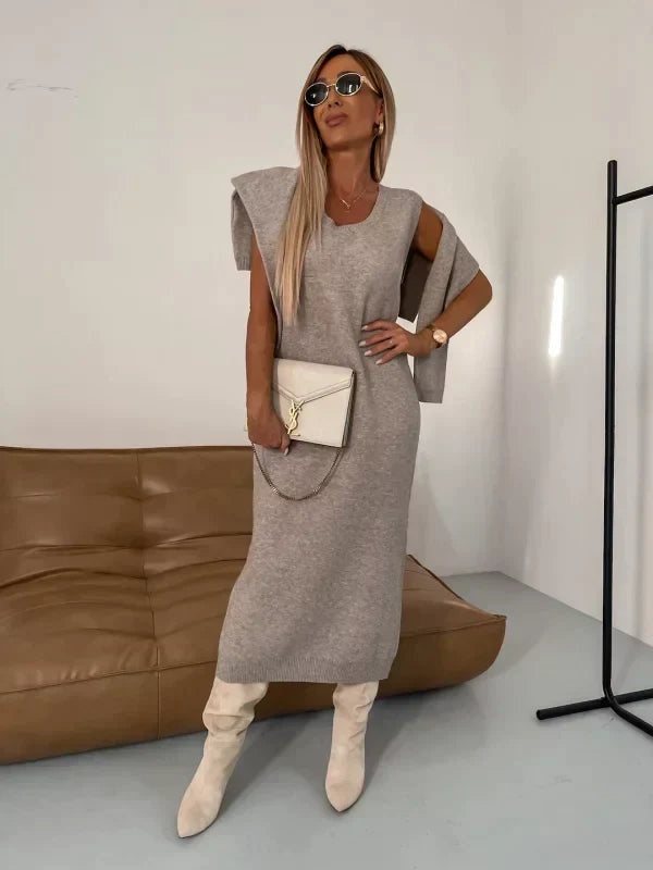 Élodie | Ensemble Pull Col Roulé et Jupe Midi en Maille Femme Hiver