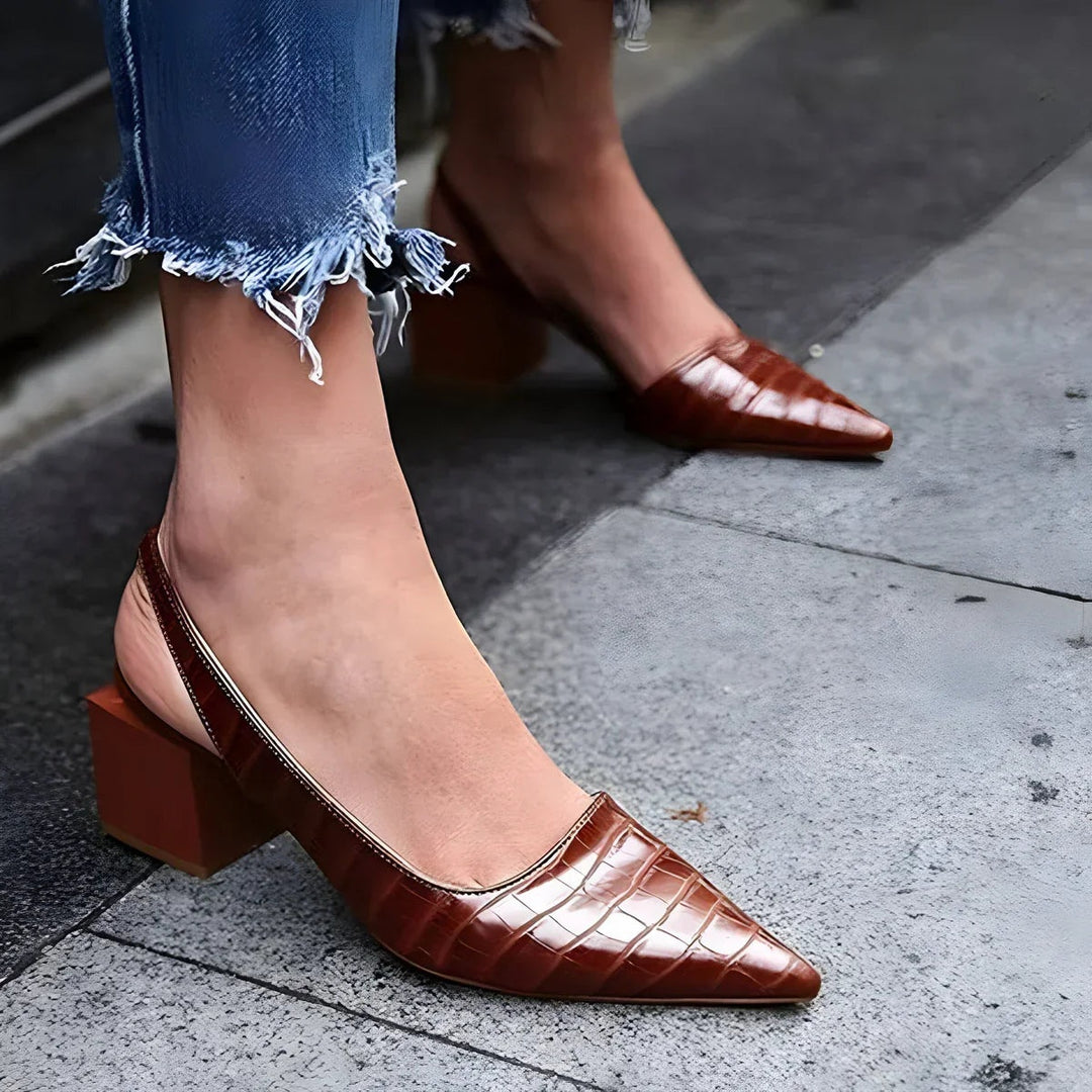 Élodie | Escarpins Chaussure à Talon Femme Bout Pointu Slingback