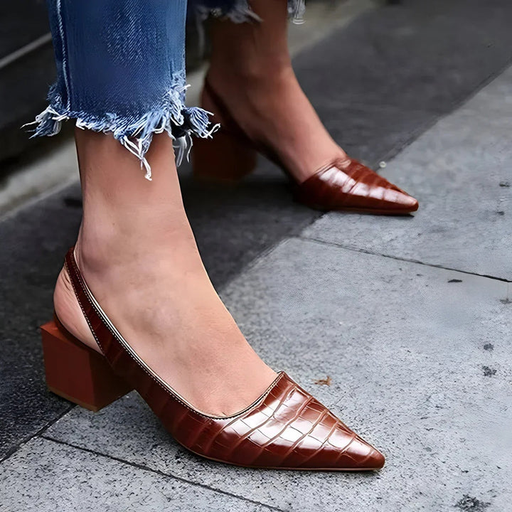 Élodie | Escarpins Chaussure à Talon Femme Bout Pointu Slingback