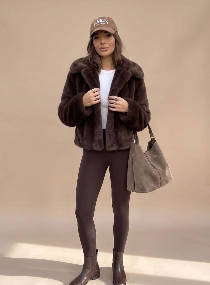 Élodie | Manteau Fausse Fourrure Court Femme Col Classique