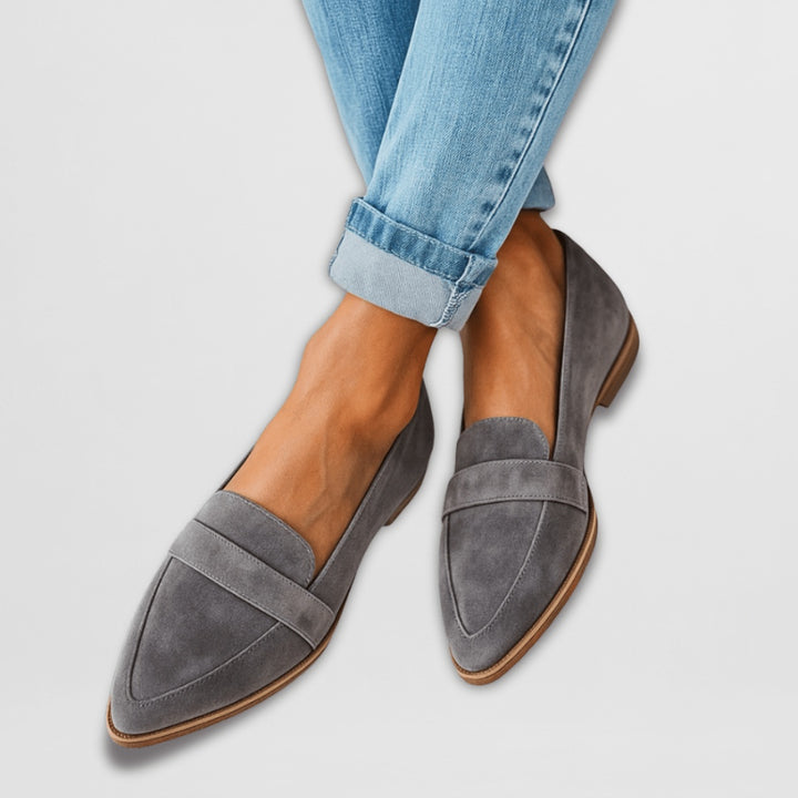 Élodie | Mocassin Femme Suède Bout Pointu Chaussure de Ville