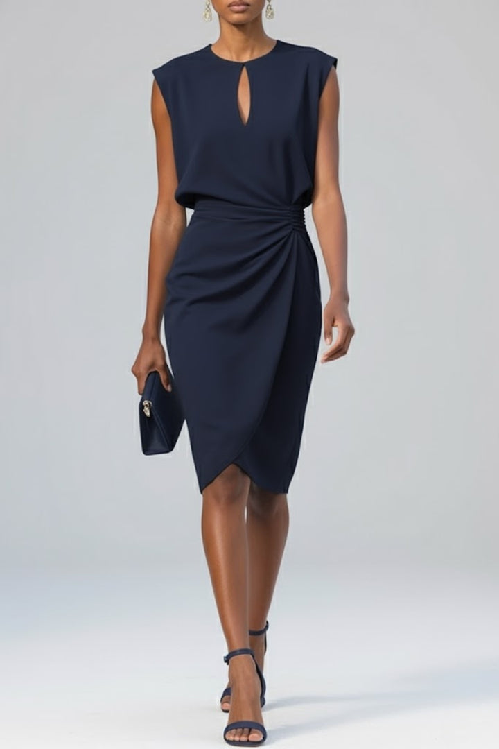 Élodie | Robe Fourreau Midi Femme Décolleté Keyhole Soirée Mariage