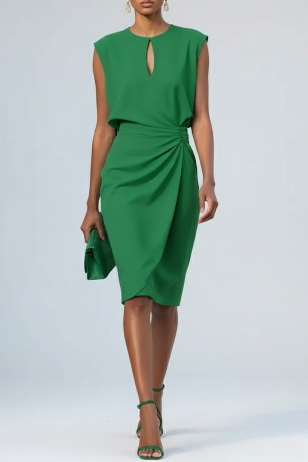 Élodie | Robe Fourreau Midi Femme Décolleté Keyhole Soirée Mariage