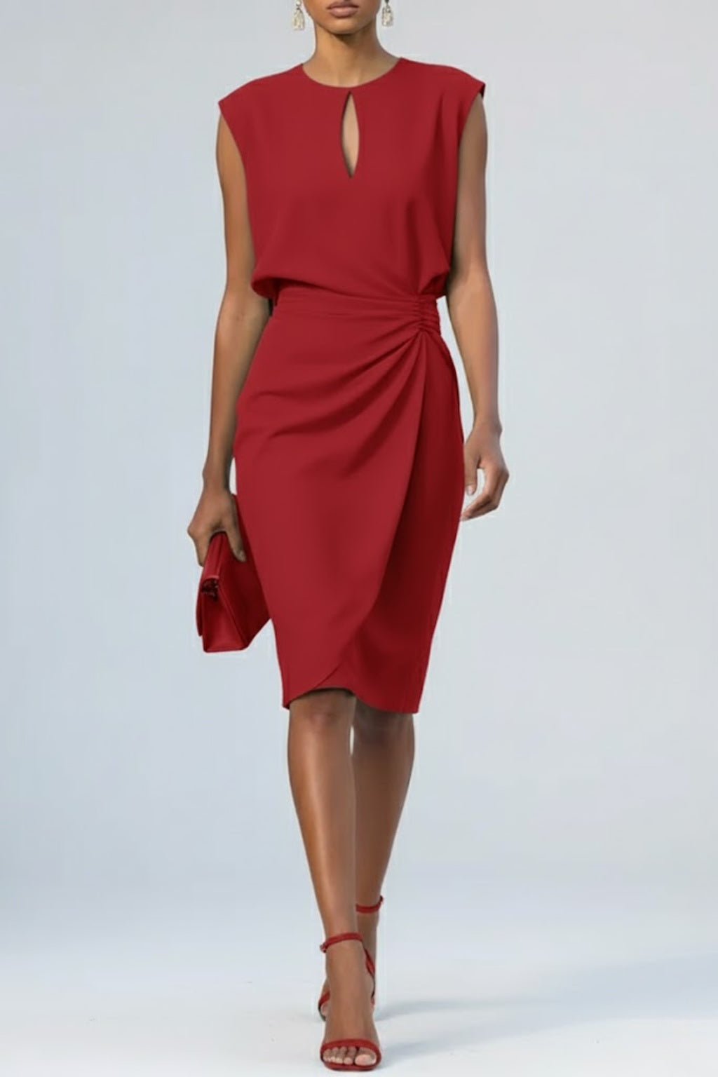 Élodie | Robe Fourreau Midi Femme Décolleté Keyhole Soirée Mariage