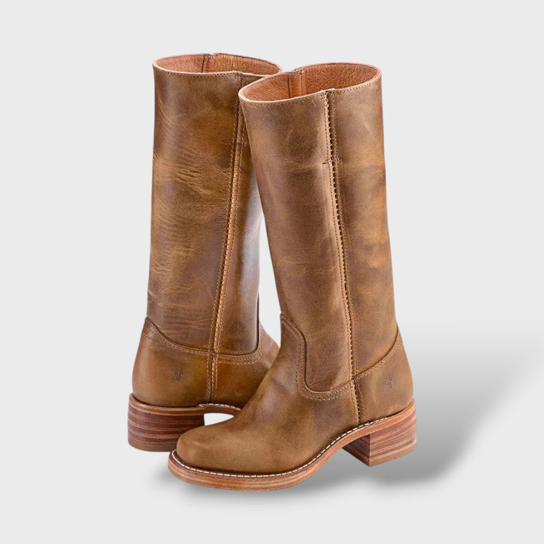 Éloïse | Bottes Cuir Femme Hauteur Genou Semelle Plate