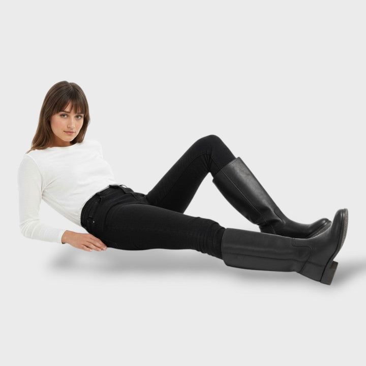 Éloïse | Bottes Cuir Femme Hauteur Genou Semelle Plate