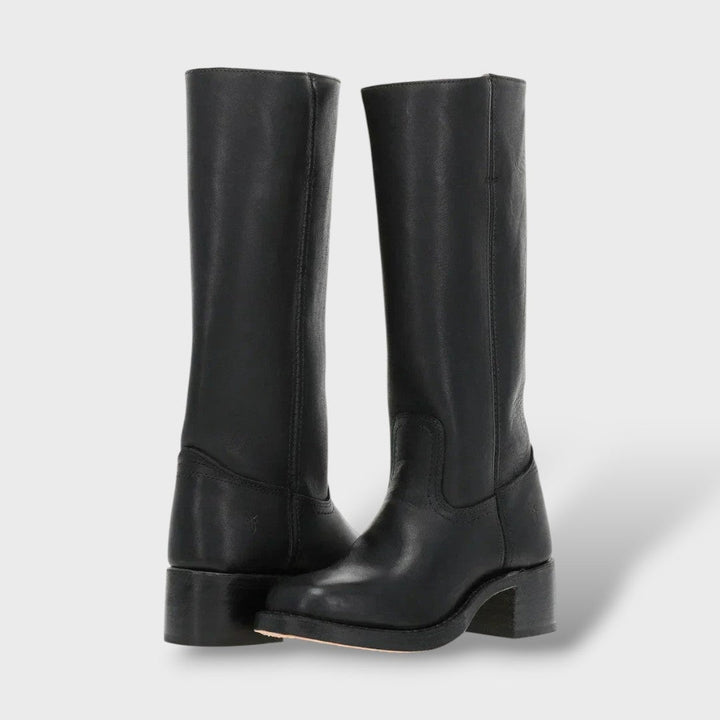 Éloïse | Bottes Cuir Femme Hauteur Genou Semelle Plate