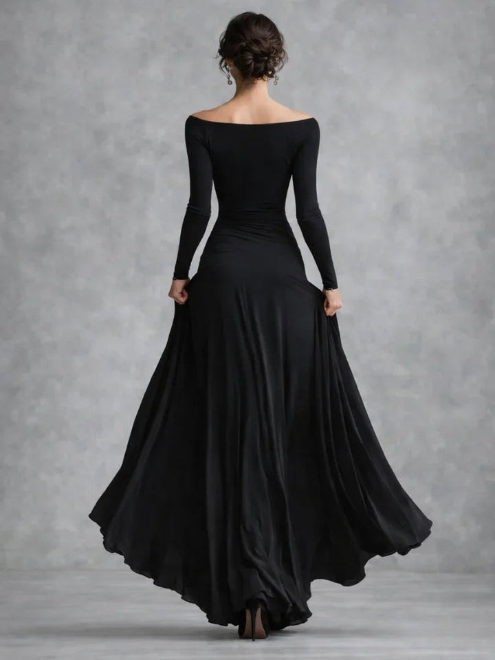 Éloïse | Robe Fourreau de Soirée Femme Longue Manches Longues Encolure Bateau