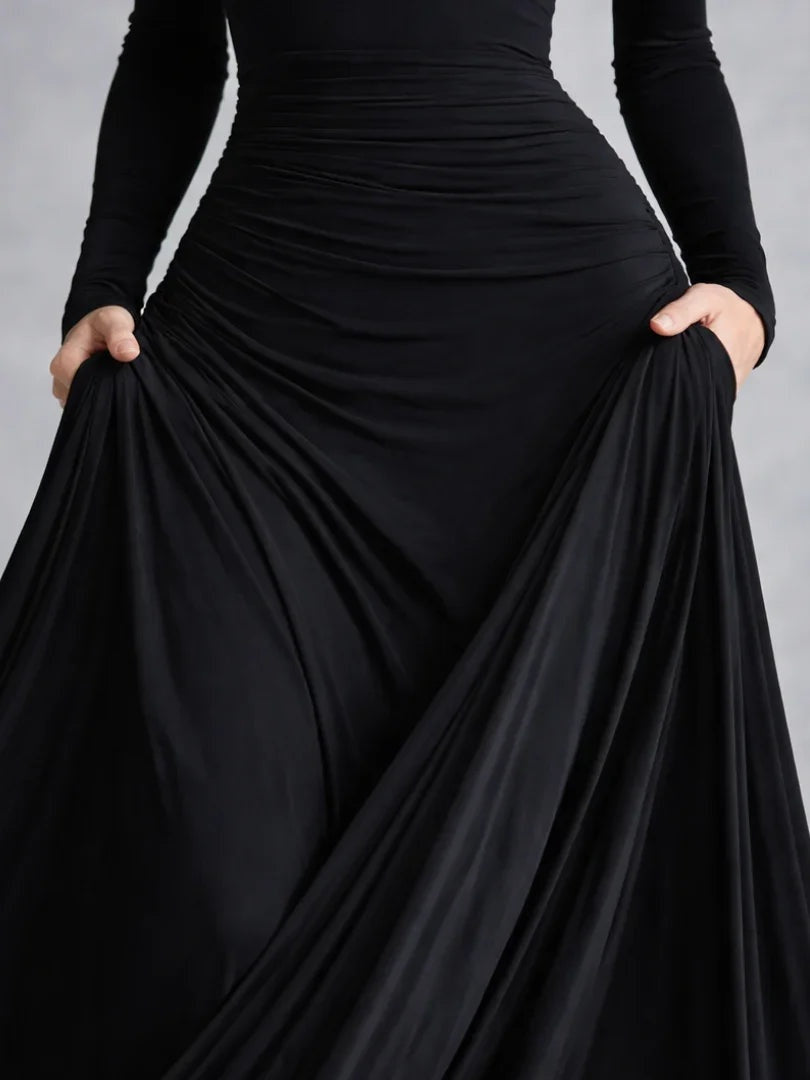 Éloïse | Robe Fourreau de Soirée Femme Longue Manches Longues Encolure Bateau