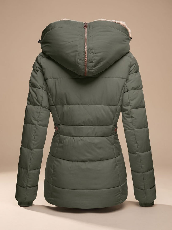 Estelle | Blouson Hiver Femme Veste Chauffante Capuche Fausse Fourrure
