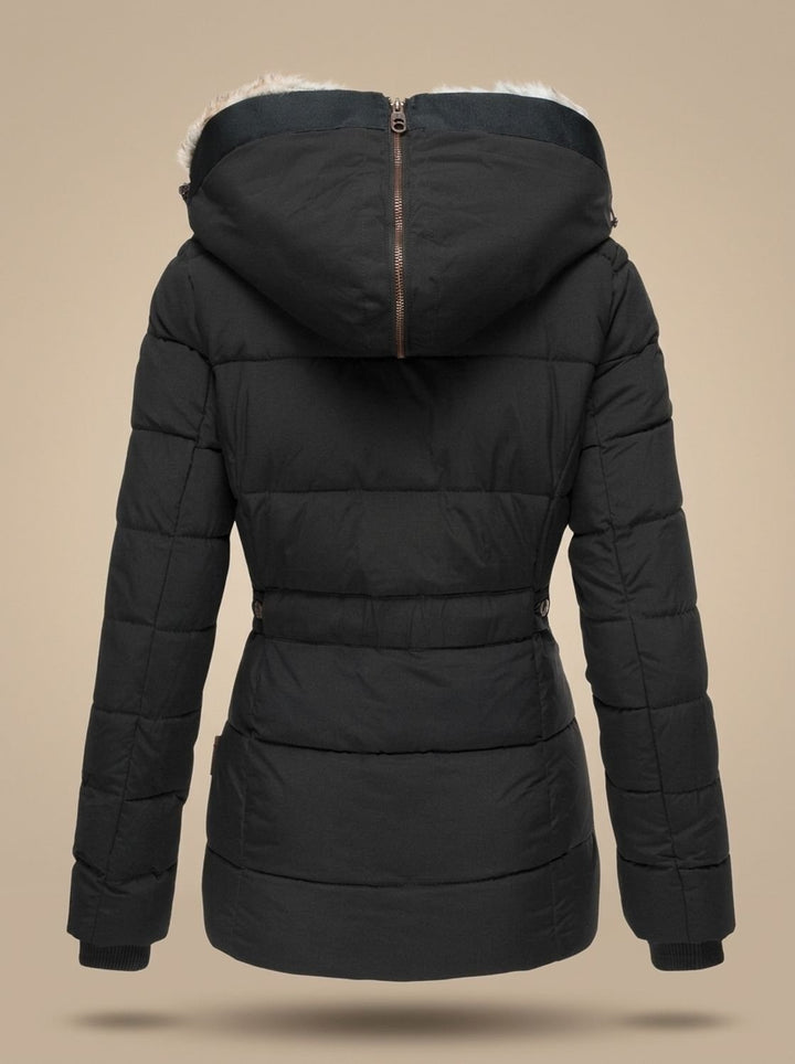 Estelle | Blouson Hiver Femme Veste Chauffante Capuche Fausse Fourrure