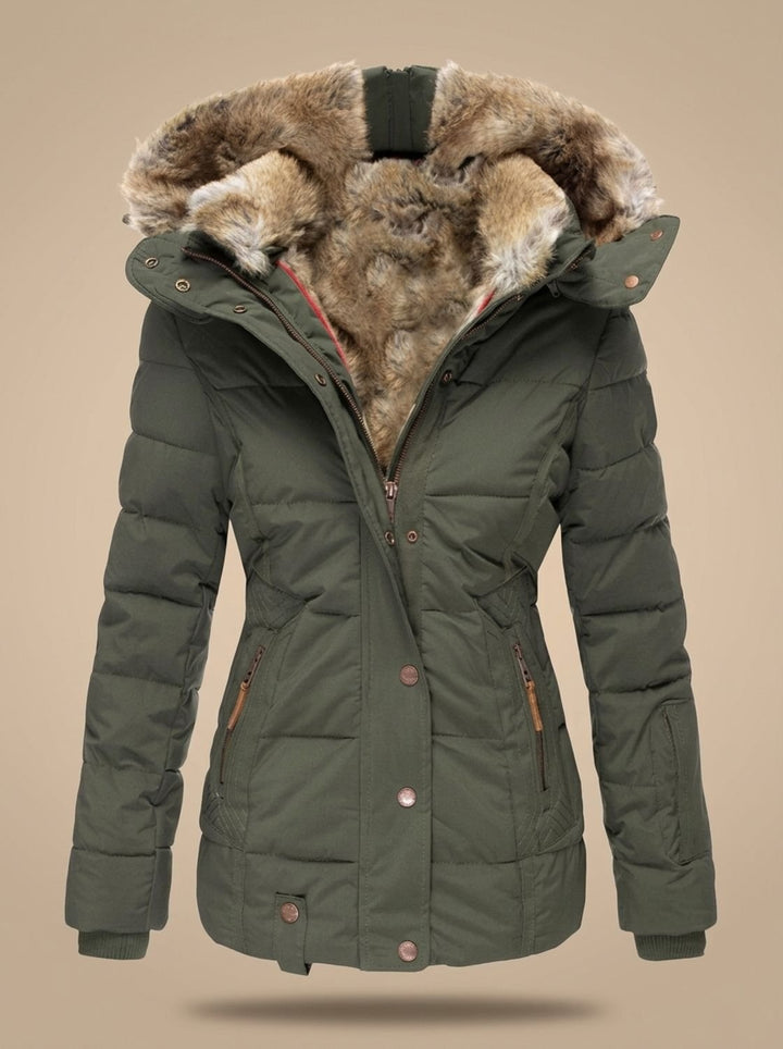 Estelle | Blouson Hiver Femme Veste Chauffante Capuche Fausse Fourrure