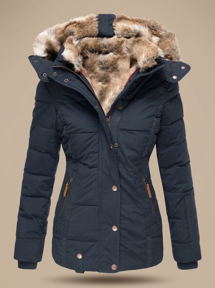 Estelle | Blouson Hiver Femme Veste Chauffante Capuche Fausse Fourrure