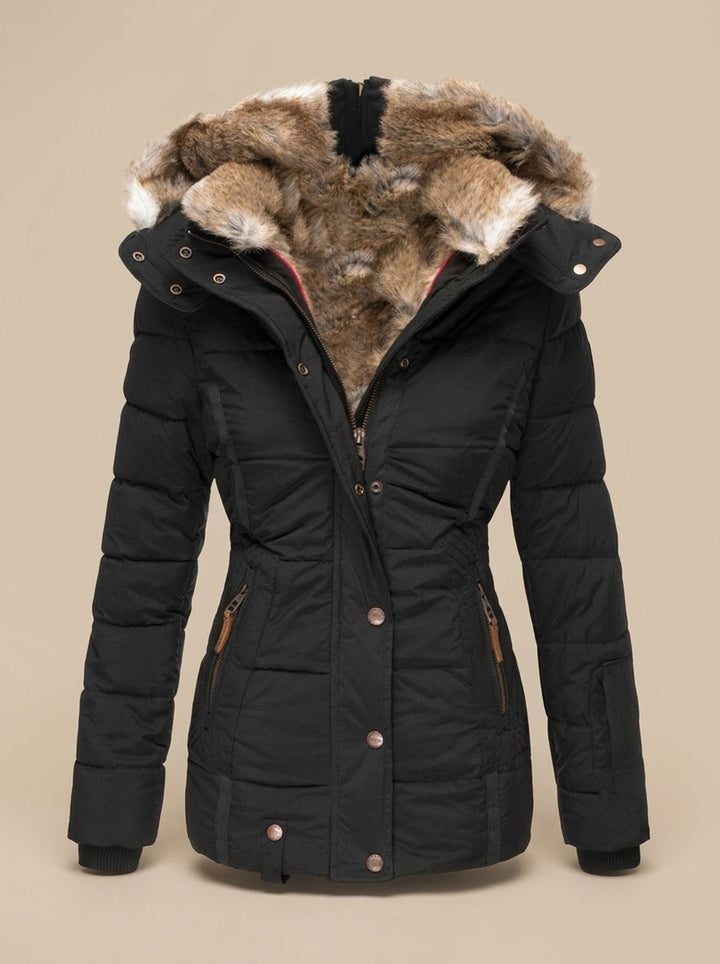 Estelle | Blouson Hiver Femme Veste Chauffante Capuche Fausse Fourrure