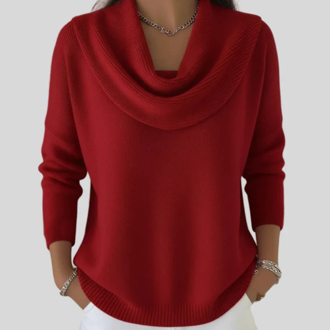 Estelle | Pull Col Drapé Femme Maille Douce Manches Longues