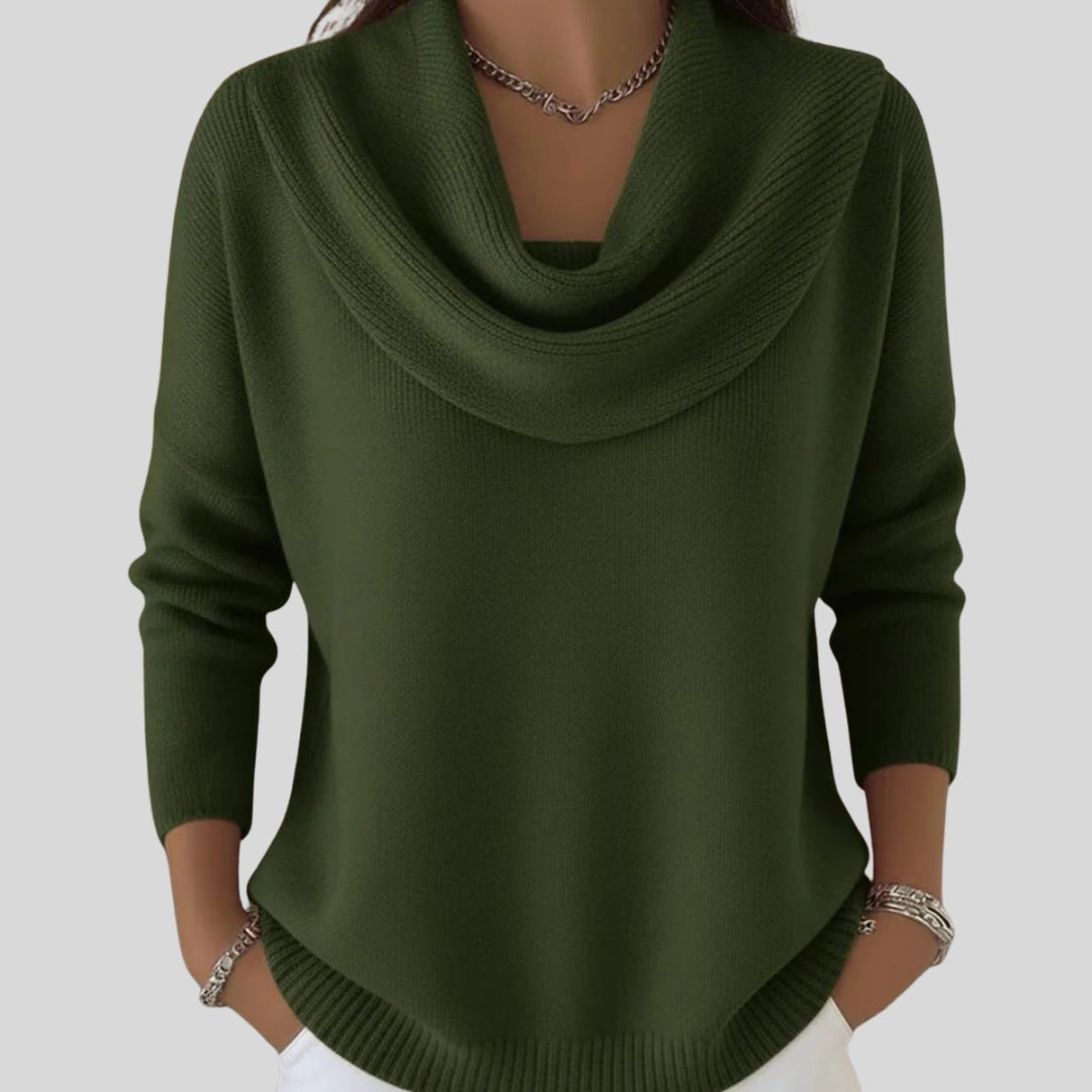 Estelle | Pull Col Drapé Femme Maille Douce Manches Longues