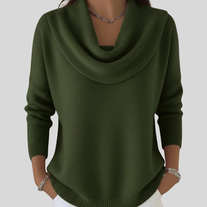 Estelle | Pull Col Drapé Femme Maille Douce Manches Longues
