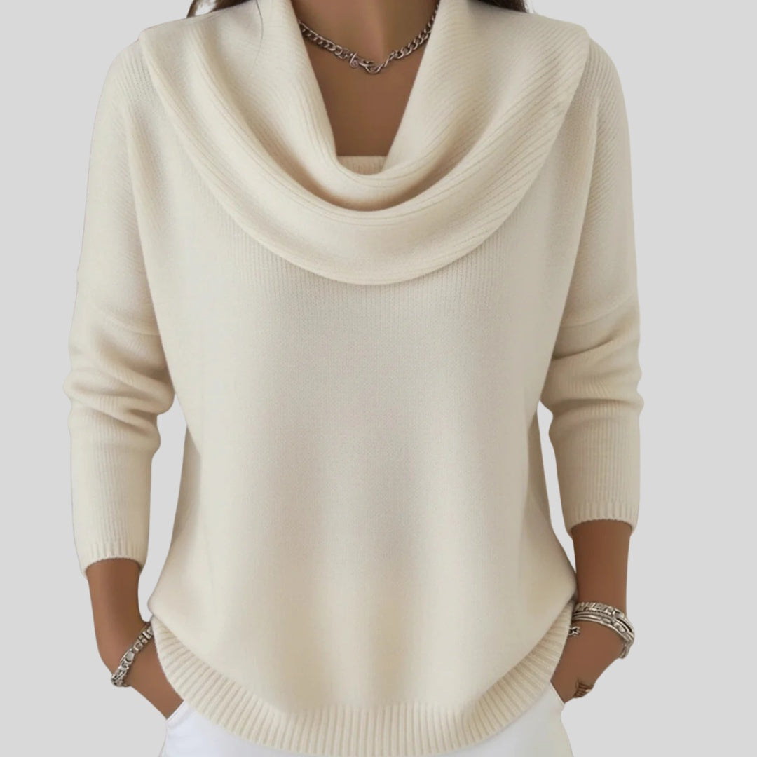 Estelle | Pull Col Drapé Femme Maille Douce Manches Longues