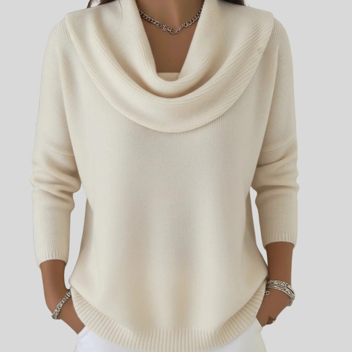 Estelle | Pull Col Drapé Femme Maille Douce Manches Longues