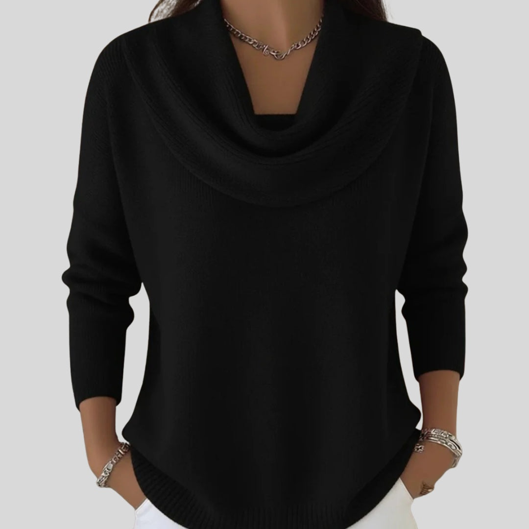 Estelle | Pull Col Drapé Femme Maille Douce Manches Longues