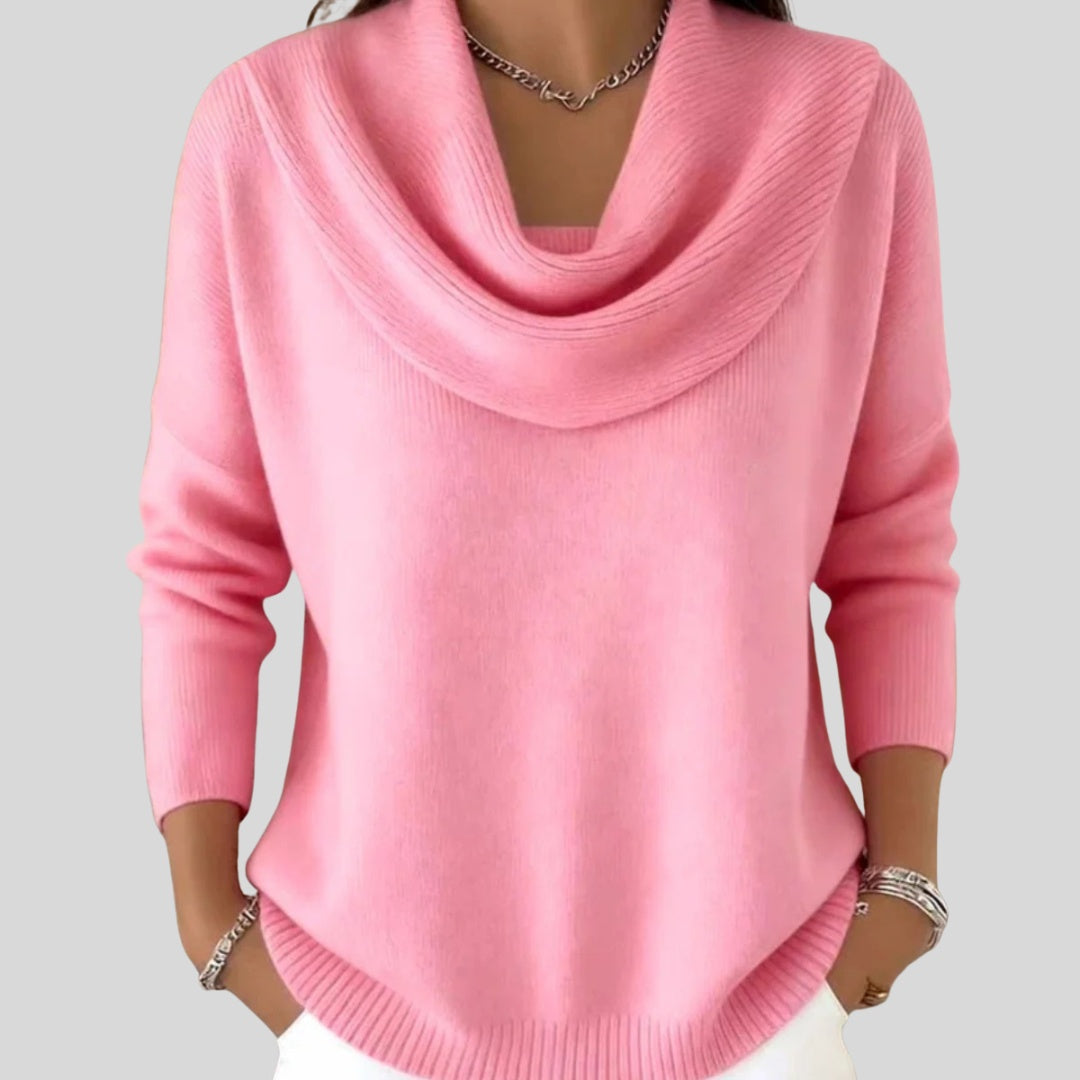 Estelle | Pull Col Drapé Femme Maille Douce Manches Longues