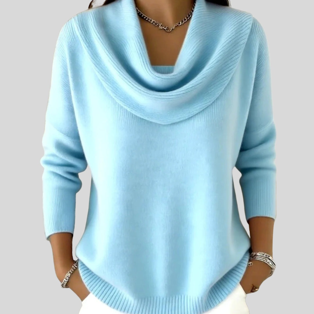 Estelle | Pull Col Drapé Femme Maille Douce Manches Longues