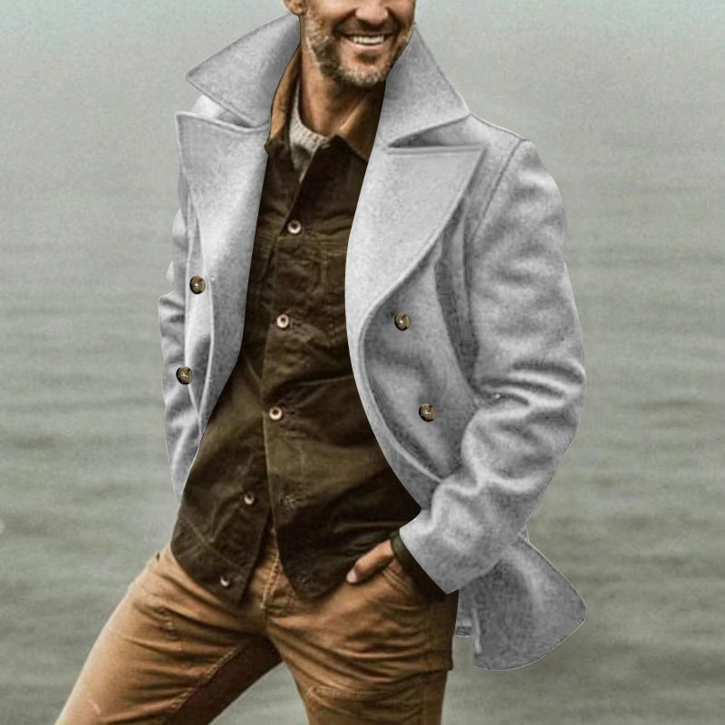 Étienne | Manteau en Laine Double Boutonnage Homme Caban Col Revers