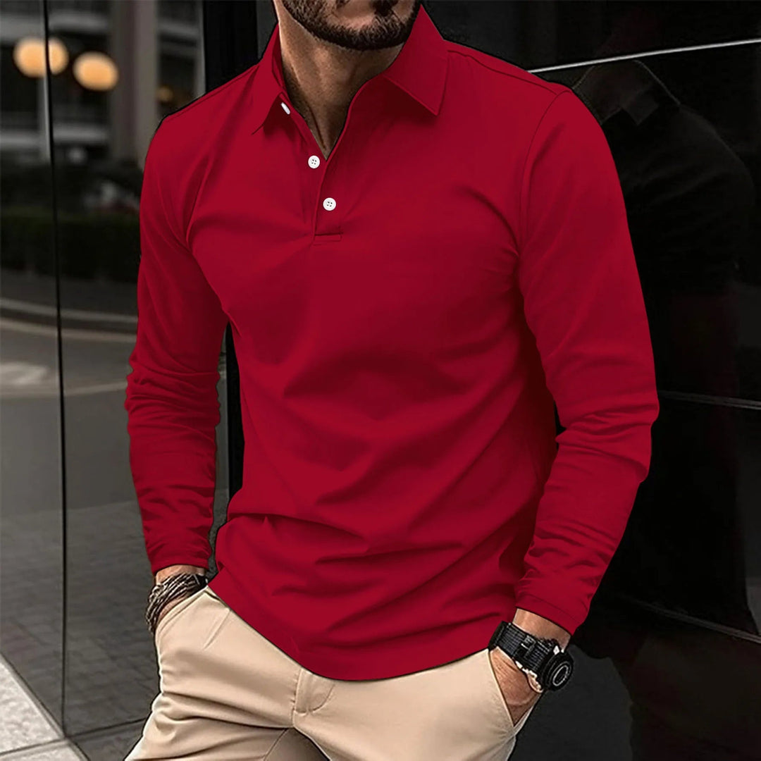 Étienne | Polo à Manches Longues Homme Coupe Ajustée