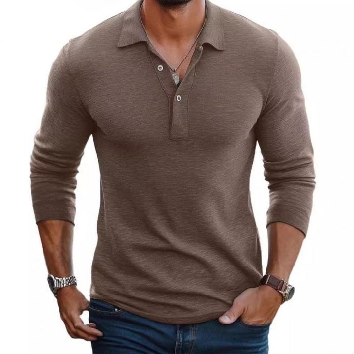 Étienne | Polo Manches Longues Slim Fit Homme Col Boutonné