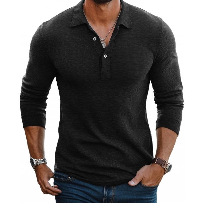 Étienne | Polo Manches Longues Slim Fit Homme Col Boutonné
