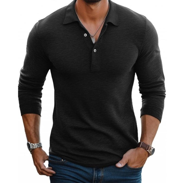 Étienne | Polo Manches Longues Slim Fit Homme Col Boutonné