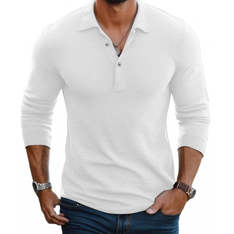 Étienne | Polo Manches Longues Slim Fit Homme Col Boutonné